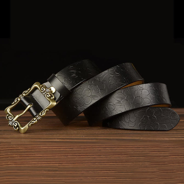 Cintura decorativa in pelle floreale retrò da donna
