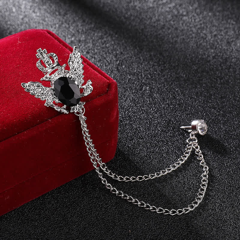 Spilla a catena con corona di re aquila da uomo