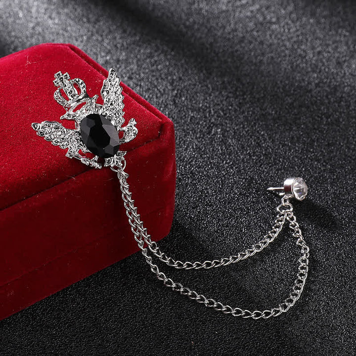 Spilla a catena con corona di re aquila da uomo