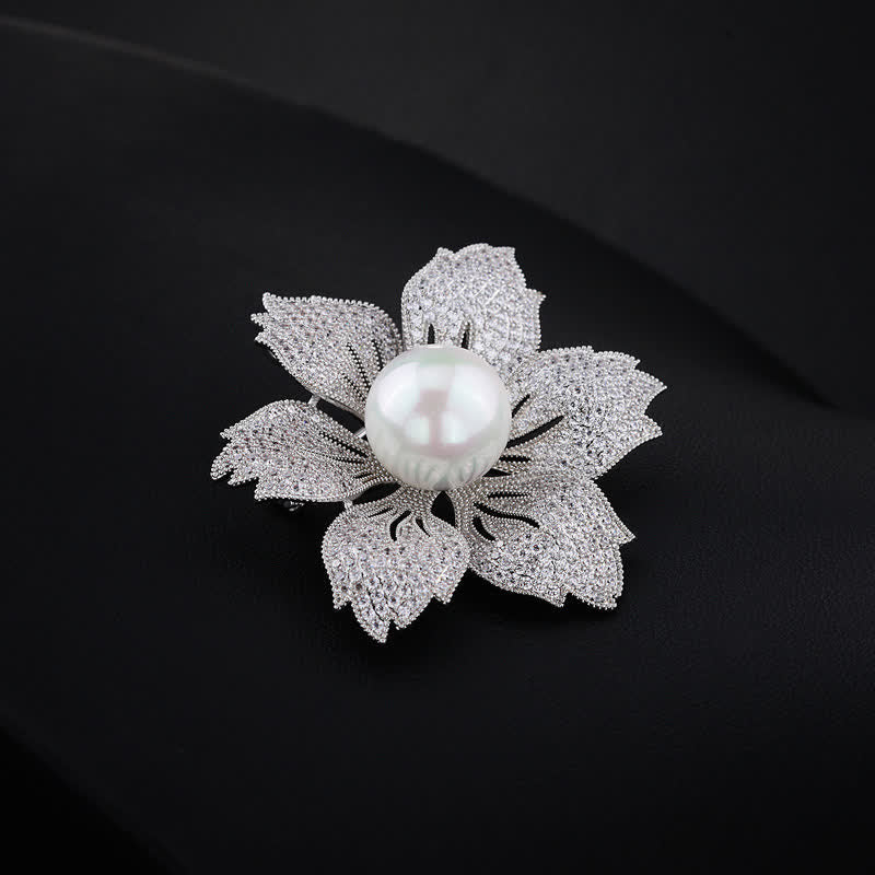 Spilla Bauhinia di lusso con perle brillanti da donna