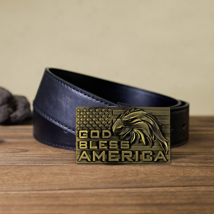 Cintura in pelle fai da te con fibbia God Bless America Eagle da uomo