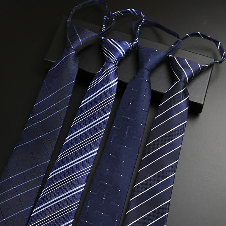 Cravatta formale con cerniera blu navy da uomo