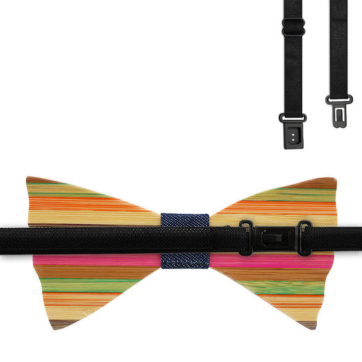 Set di 2 papillon in legno con effetto arricciato arcobaleno da uomo