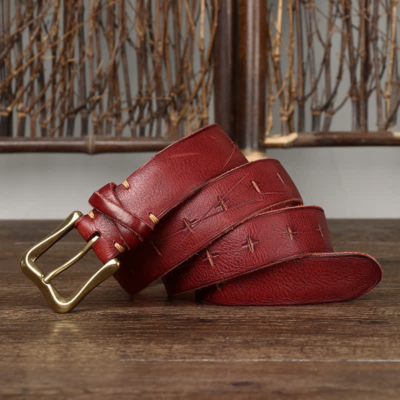 Cintura in pelle vintage da uomo con intaglio crack