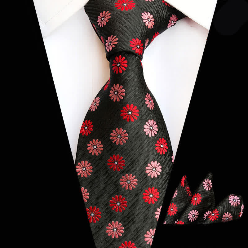 Set di 2 cravatte floreali da uomo con margherite - Rosso - image 1