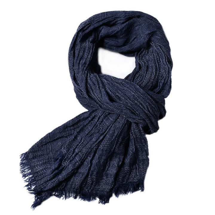 Sciarpa da uomo versatile con bordo grezzo a quadri a rombi - image 3