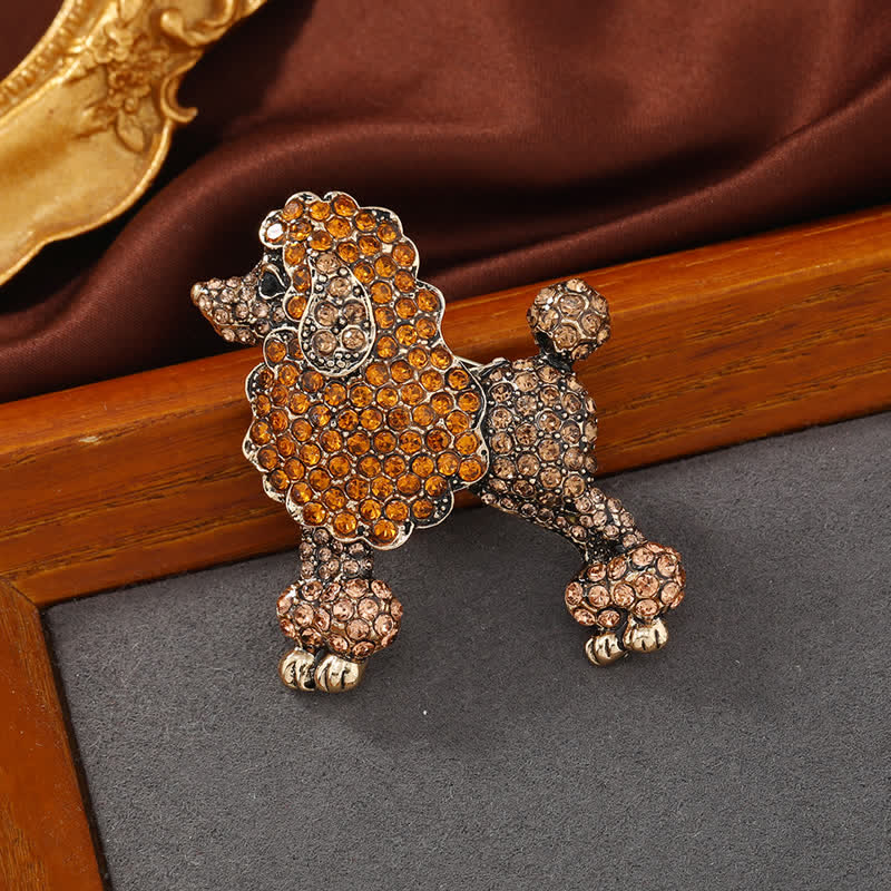 Spilla da donna a forma di barboncino con strass