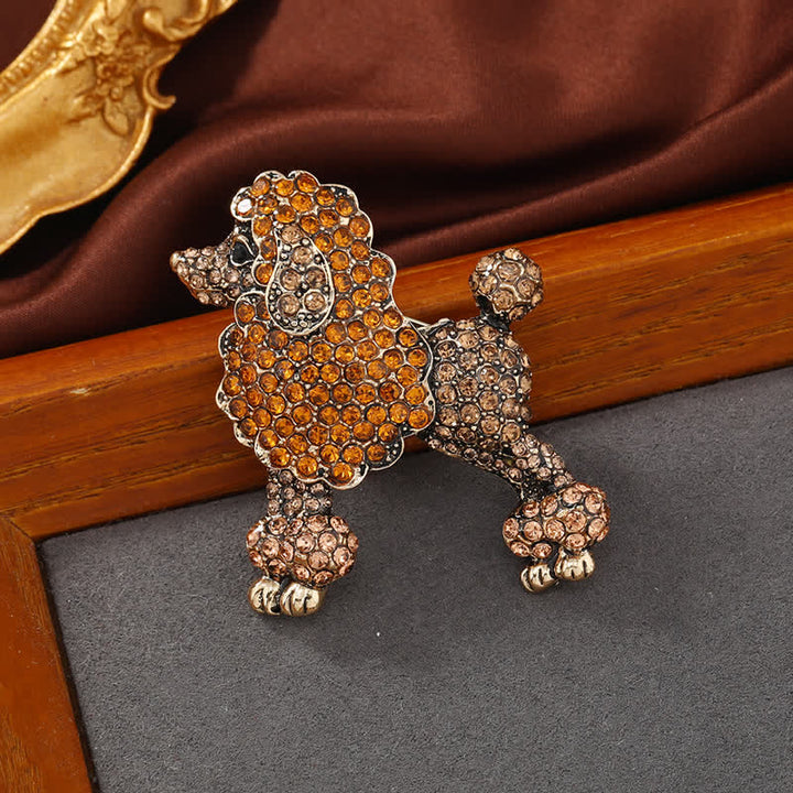Spilla da donna a forma di barboncino con strass