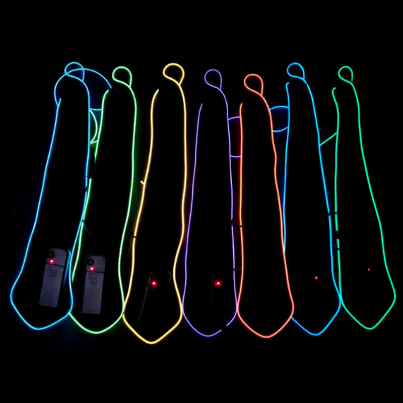 Cravatta luminosa colorata con LED al neon divertente - image 1