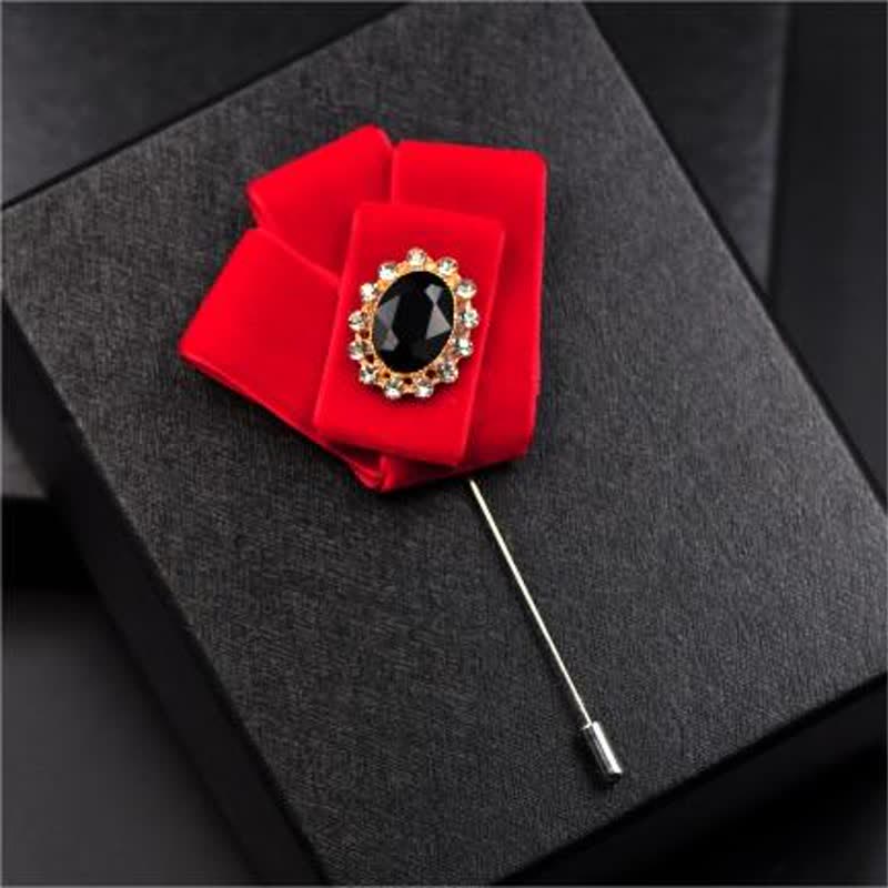 2 pezzi Royal Rhinestone Spilla Velluto Papillon Set