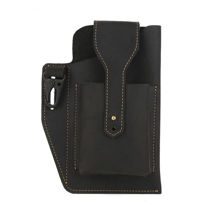 Borsa a tracolla in pelle Crazy Horse minimalista per telefono - Nero - image 24