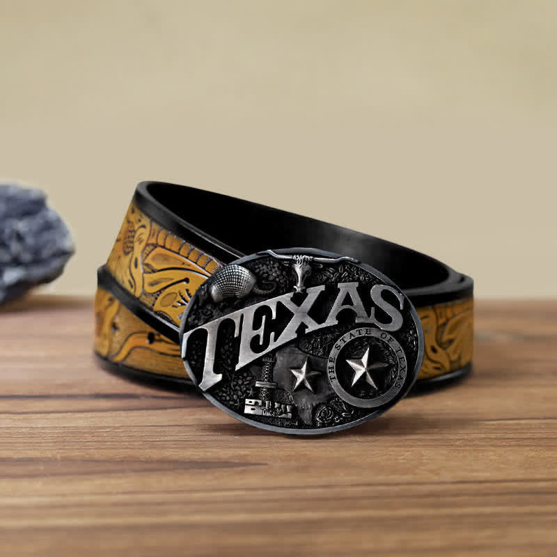 Cintura in pelle con fibbia Texas State Heritage Attitude fai da te da uomo