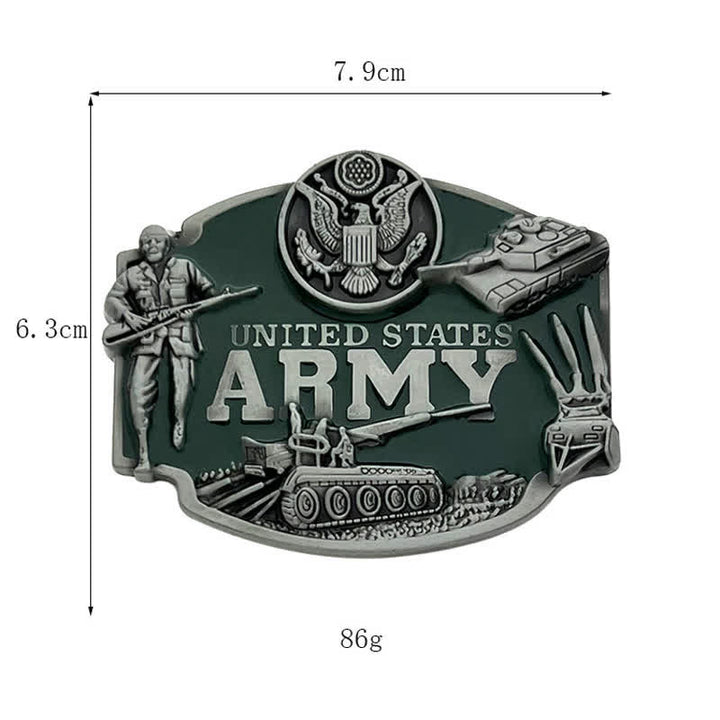 Cintura in pelle fai da te da uomo con fibbia da carro armato dell'esercito degli Stati Uniti