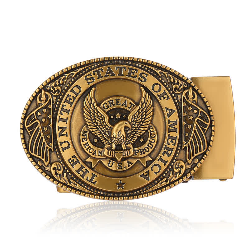 Cintura in pelle con fibbia automatica fai da te con bandiera USA Eagle da uomo - image 11