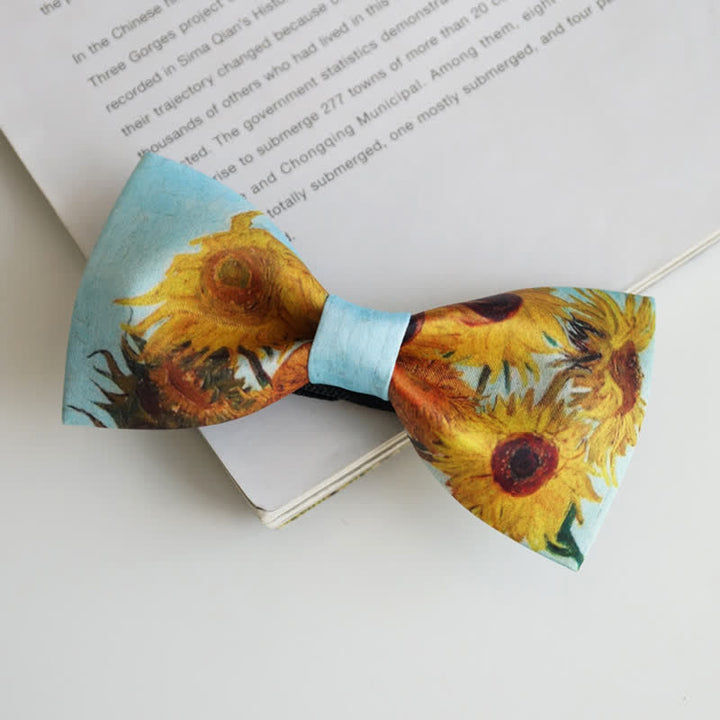 Papillon con vaso di girasoli dipinto da uomo
