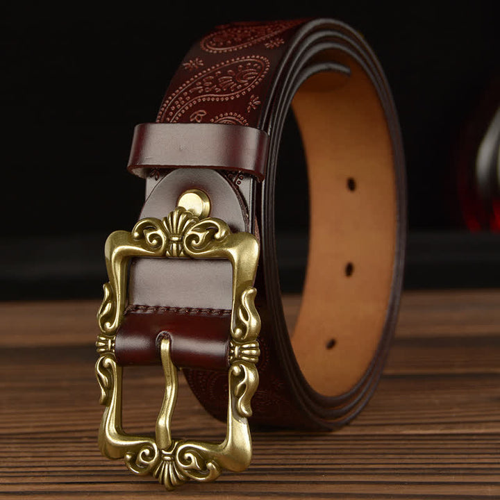 Cintura decorativa in pelle floreale retrò da donna