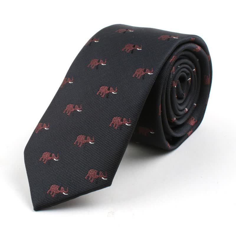 Cravatta da uomo con simpatici motivi dei cartoni animati - Elefante nero - image 8