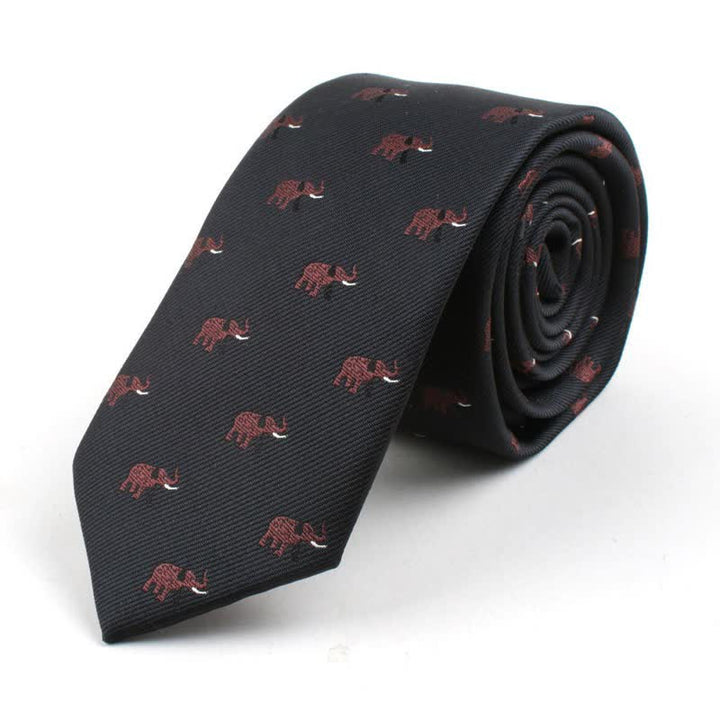 Cravatta da uomo con simpatici motivi dei cartoni animati - Elefante nero - image 8
