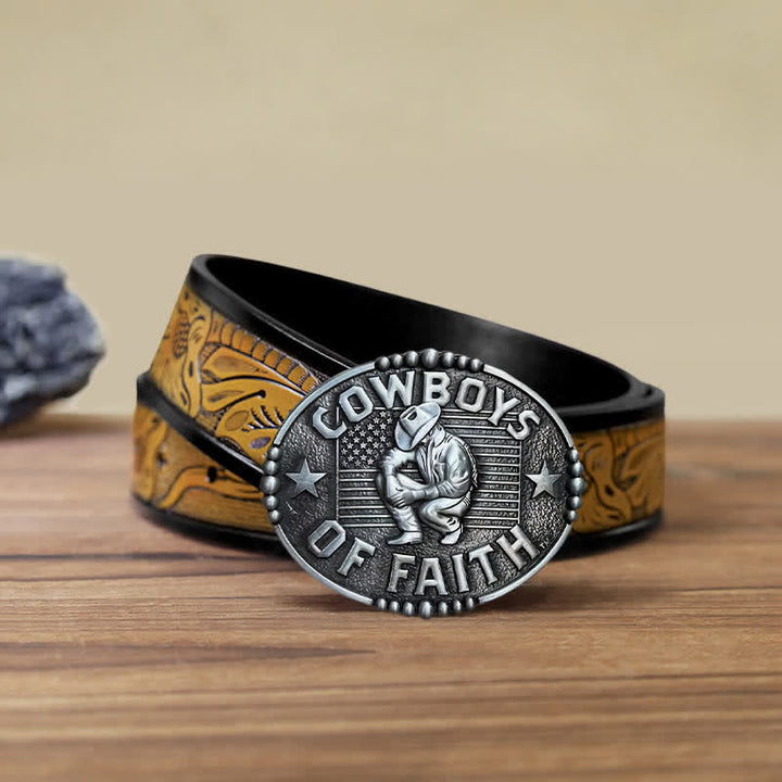 Cintura in pelle con fibbia "Cowboys Of Faith" fai da te da uomo