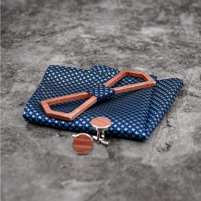 Set di 3 papillon in legno con design intagliato cavo da uomo - image 6