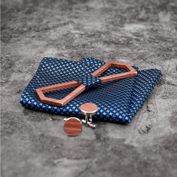 Set di 3 papillon in legno con design intagliato cavo da uomo - image 6