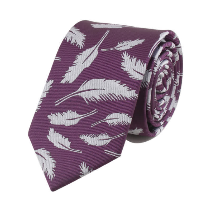 Cravatta da uomo in jacquard con stampa di piume