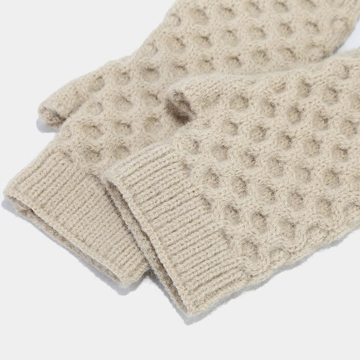 Set di 3 cappelli, sciarpe e guanti lavorati a maglia incrociati da donna