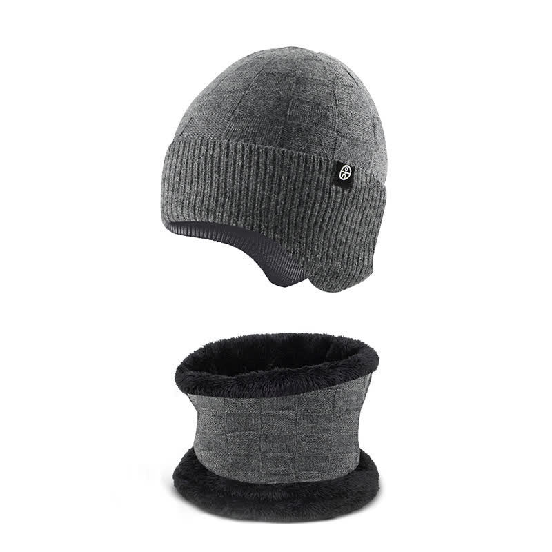 2 pezzi di berretto lavorato a maglia con sciarpa per protezione orecchie da uomo