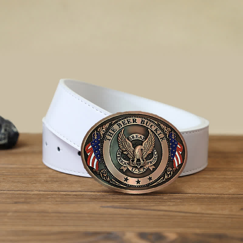 Cintura in pelle con fibbia porta birra creativa fai da te con bandiera USA e aquila da uomo