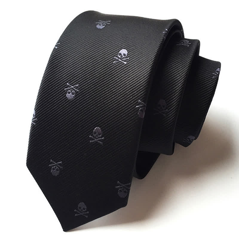 Cravatta da uomo con scheletro e ossa incrociate di Halloween - Nero e grigio - image 3