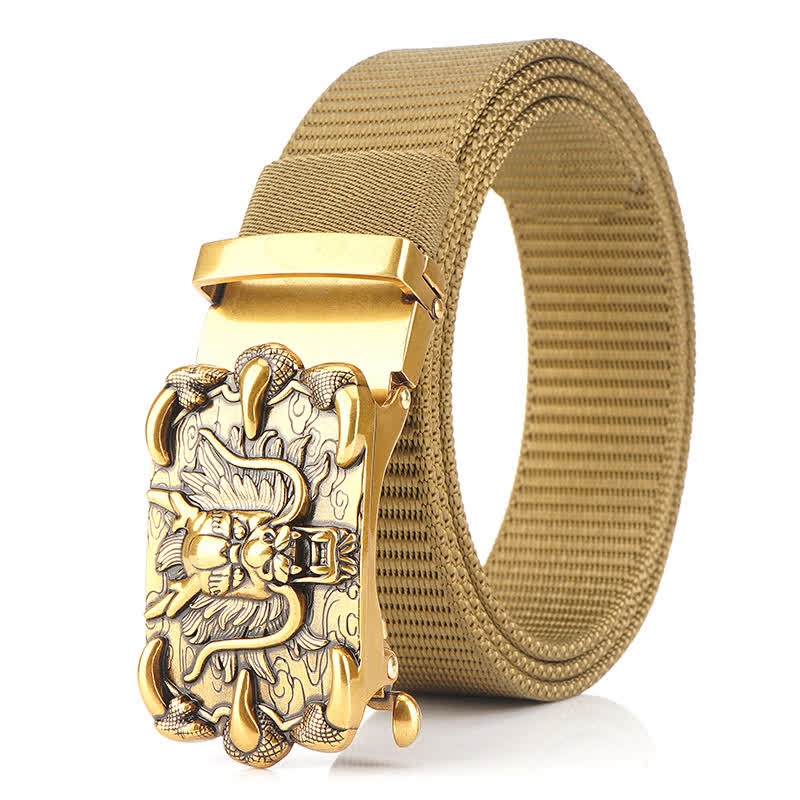 Cintura in nylon con decorazione drago casual da uomo - Cachi / Oro - 48" - image 18
