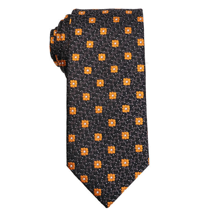 Cravatta da uomo con motivo floreale Paisley della serie Gold Orange