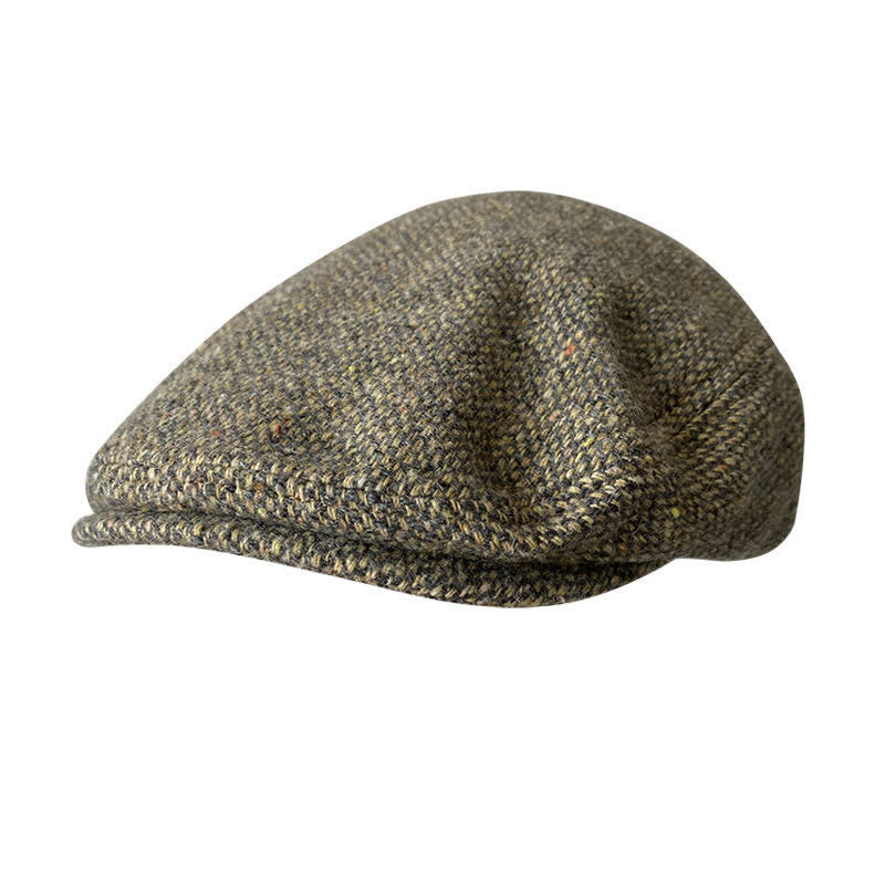 Berretto piatto in tweed a spina di pesce - Grigio-giallo - L (23 1/4"-23 5/8") - image 0