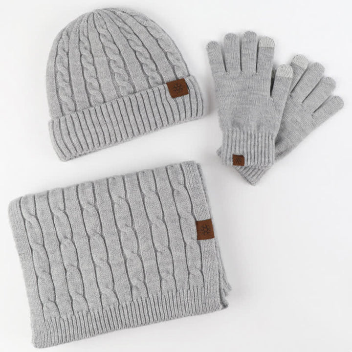 Set di 3 pezzi unisex di caldo cappello sciarpa guanti