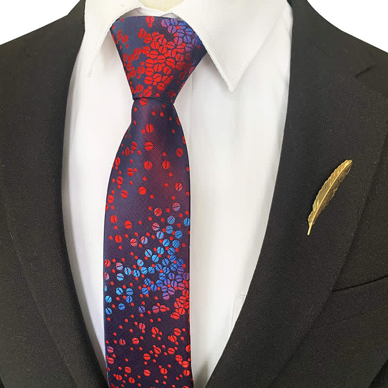 Cravatta da uomo con piccoli cerchi sfumati blu e rossi