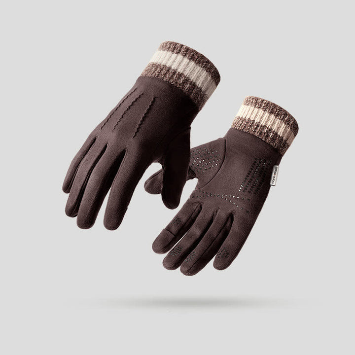 Guanti unisex in pile scamosciato antiscivolo con dita divise - Caffè - image 12