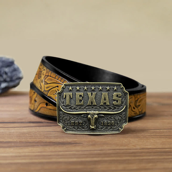 Cintura in pelle con fibbia Texas da cowboy fai da te da uomo