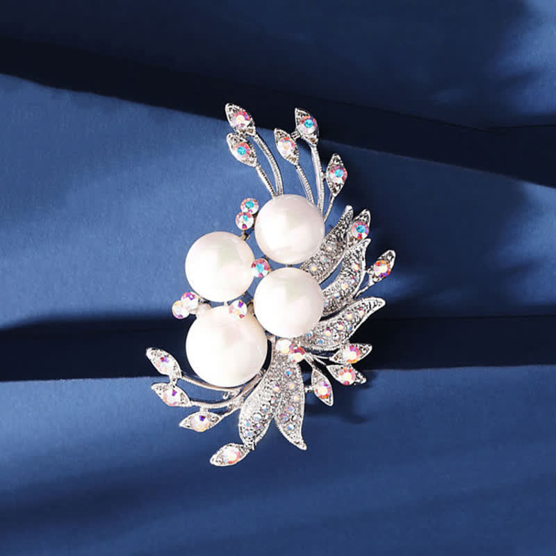 Spilla da donna con perle e fiori di fenice - Argento - image 0