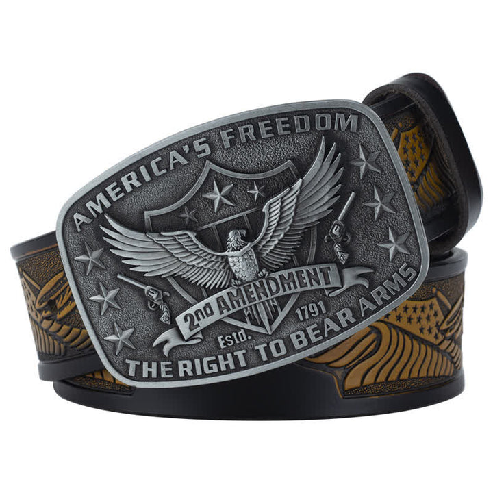 Cintura in pelle retrò da uomo con aquila America's Freedom