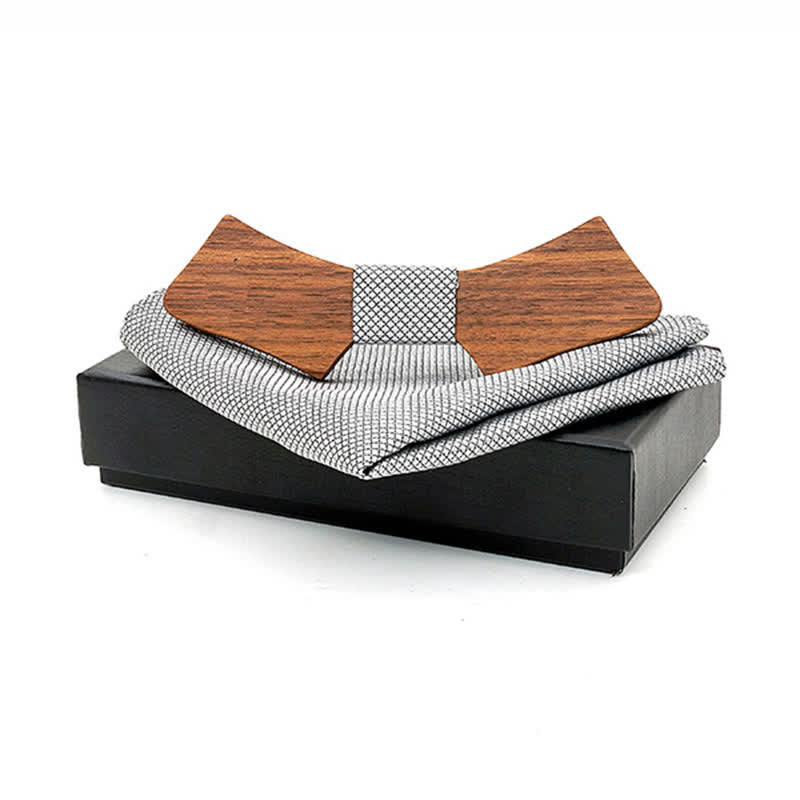 Set di 2 papillon in legno a forma di colletto da uomo