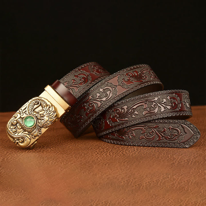Cintura in pelle con pietra preziosa e drago inciso da uomo - image 16