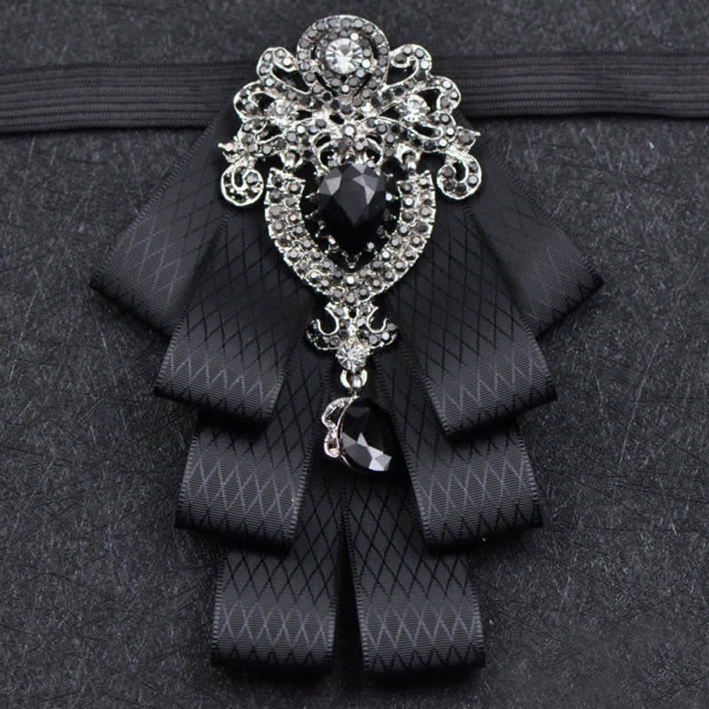 Set di 3 papillon con strass neri a quadri