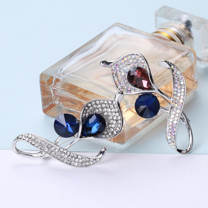 Spilla floreale blu lucida da donna
