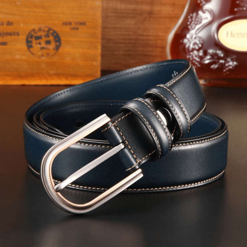 Cintura in pelle elegante da uomo, stile retrò, a doppia faccia - image 2