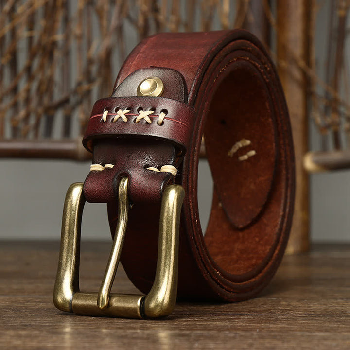 Cintura in pelle con intaglio elaborato vintage da uomo