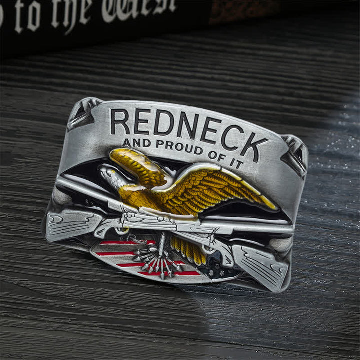 Cintura in pelle con fibbia aquila smaltata Redneck fai da te da uomo