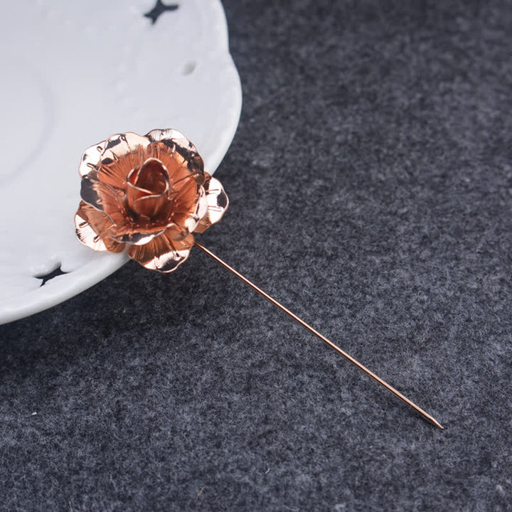 Spilla da uomo in metallo a forma di fiore di rosa