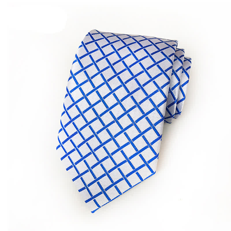 Cravatta a quadri intrecciata brillante da uomo - Azzurro chiaro - image 3