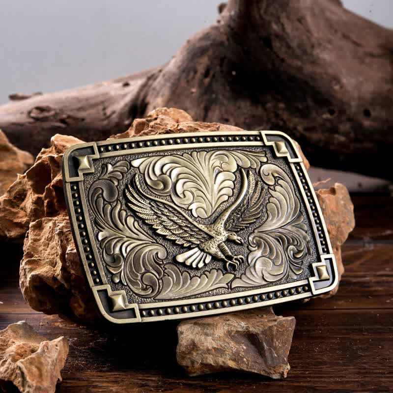 Cintura in pelle con fibbia "Soaring Eagle In Dreamy Sky" fai da te da uomo - image 0