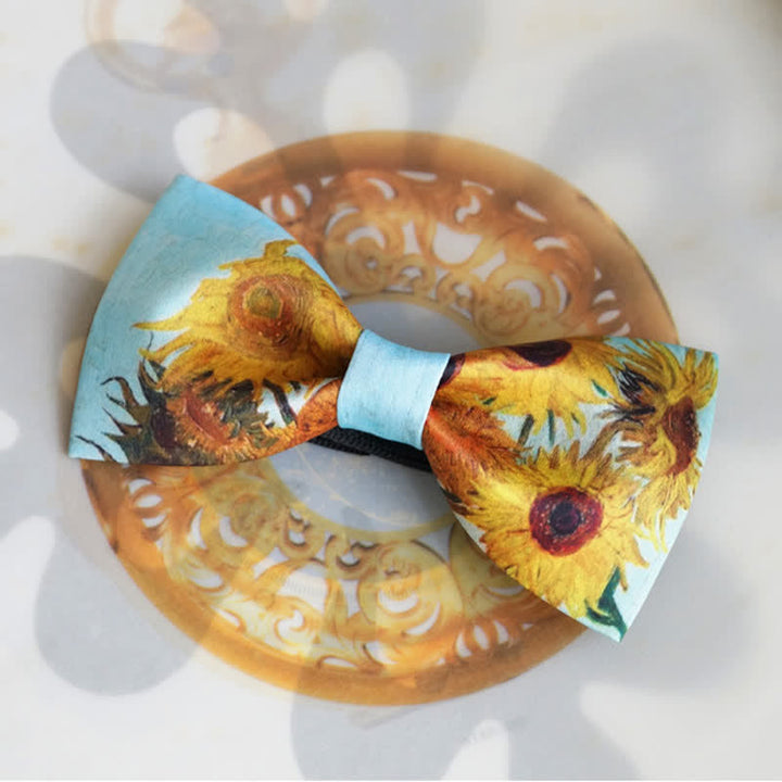 Papillon con vaso di girasoli dipinto da uomo
